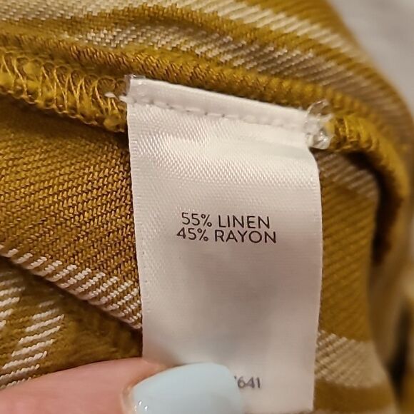 J jill womens‎ cuffed tan and mustard linen stripped shorts size large - Picture 4 of 5